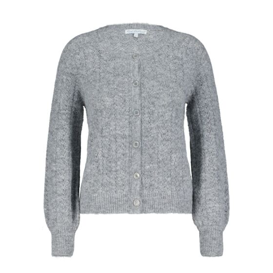 Red Button Cardigan ajour 431-grey melange